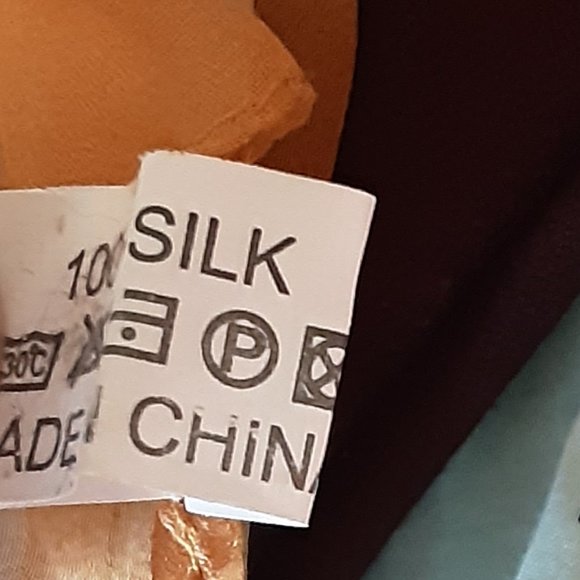 100% Silk Oblong Scarf Floral Yellow Gold Cream - Picture 12 of 12